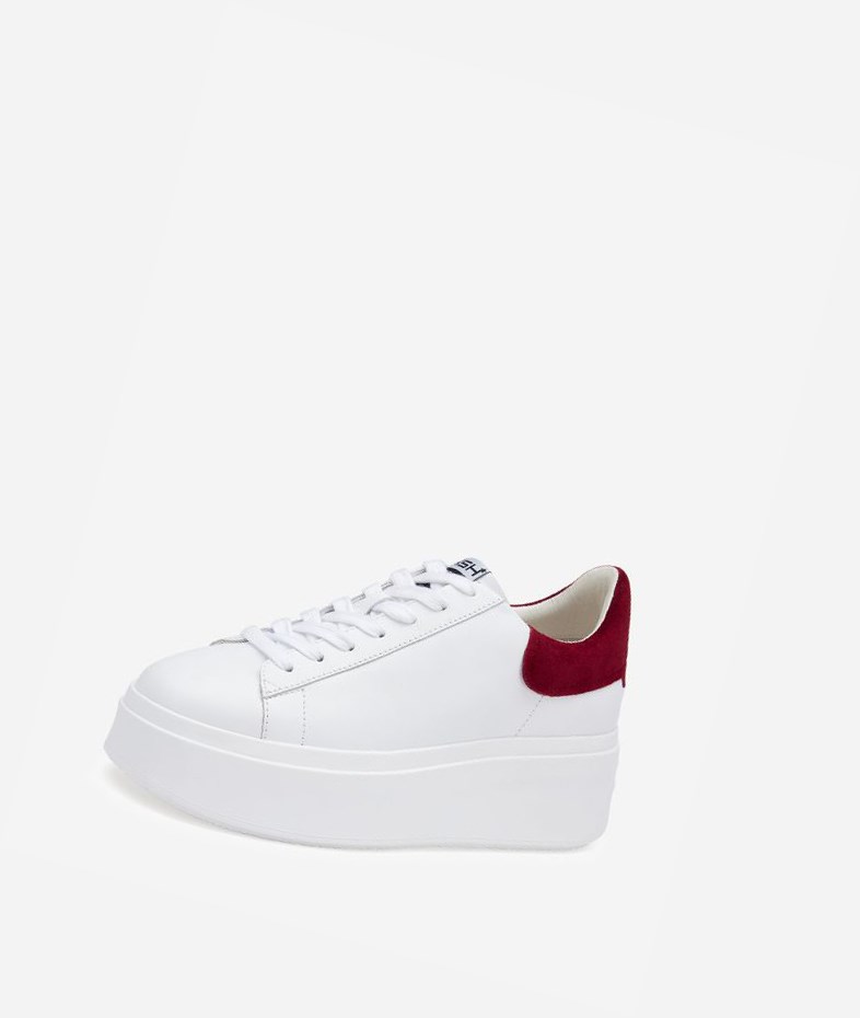 Low-Top Sneakers ASH Moby Blanche Rouge Femme | ZQV-9535821