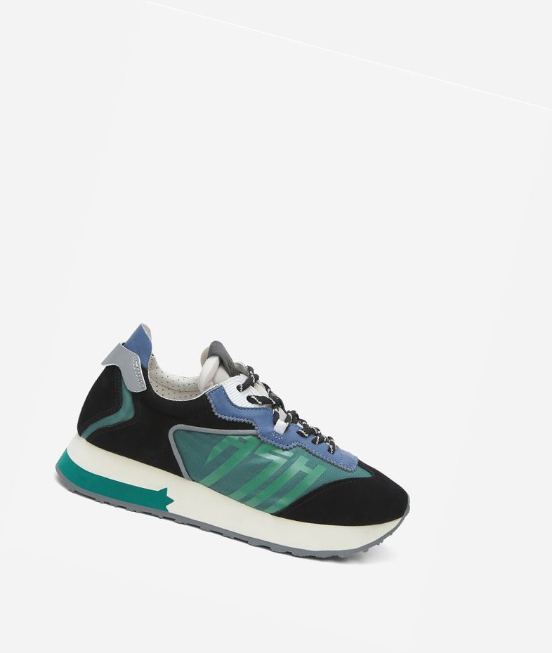 Low-Top Sneakers ASH Tiger Noir Vert Femme | GWX-1898346