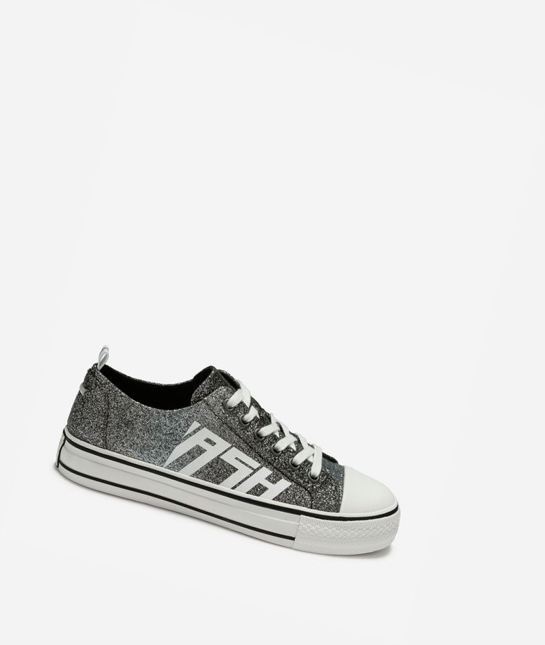 Low-Top Sneakers ASH Vanda Noir Argent Femme | LJZ-6892570