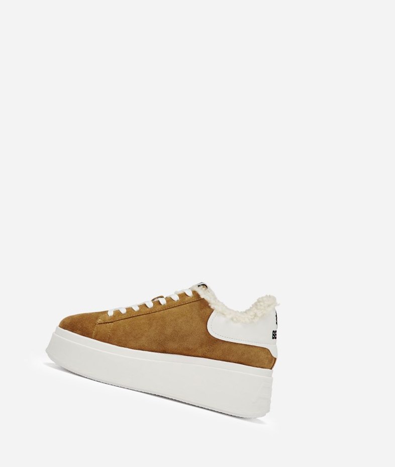 Low-Top Sneakers ASH Moby Be Kind Fur Marron Blanche Femme | MXX-9092958